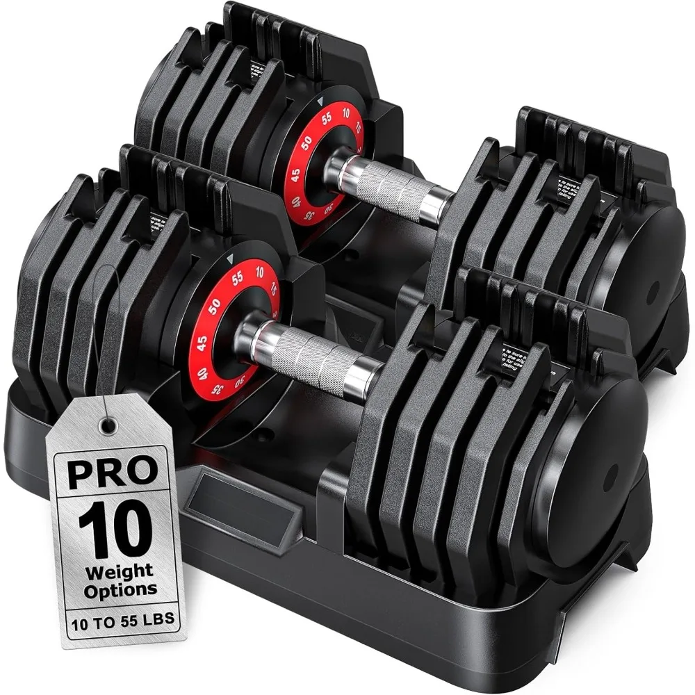 Adjustable Dumbbells Set of 2, 5-in-1/10-in-1/16-in-1 Quick-Lock Hand Weights 25/55/80 lbs Pair, Anti-Slip Handle Free, Custom
Adjustable Dumbbells Set of 2, 5-in-1/10-in-1/16-in-1 Quick-Lock Hand Weights 25/55/80 lbs Pair, Anti-Slip Handle Free, Custom