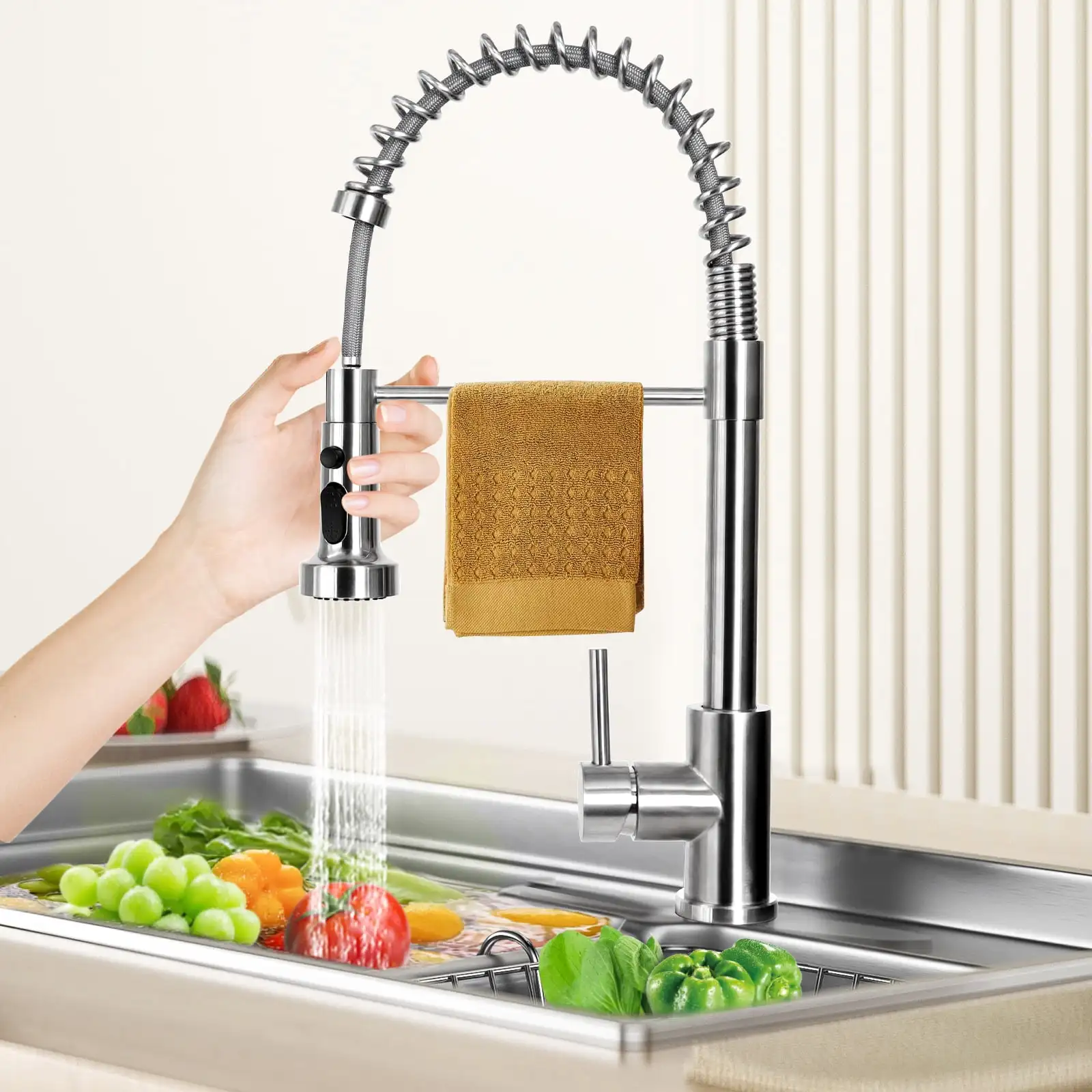 Kitchen sink faucets with pull-down injectors, 1 hole or 3 hole single handle high arc sink faucets for camping RV bars, etc
Kitchen sink faucets with pull-down injectors, 1 hole or 3 hole single handle high arc sink faucets for camping RV bars, etc