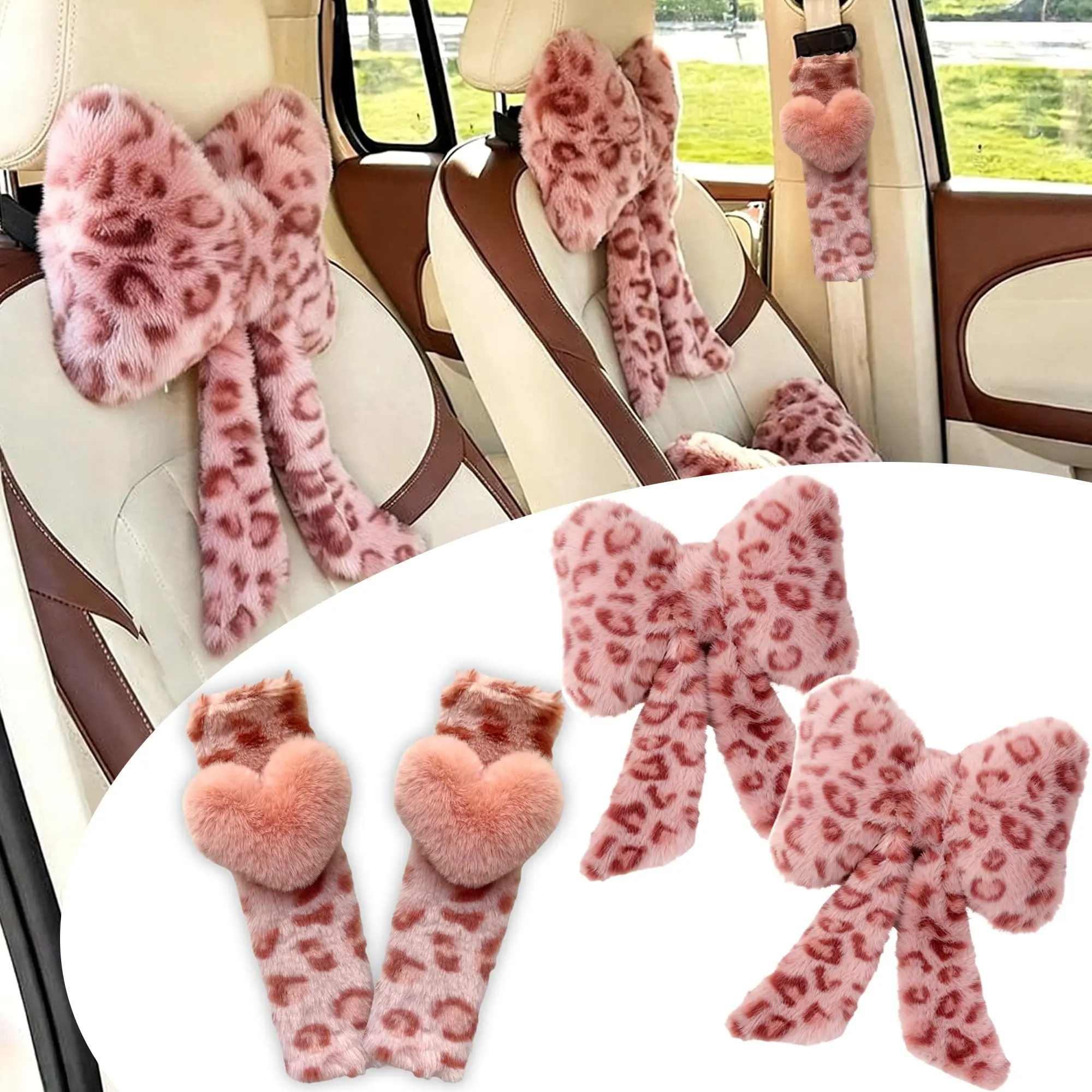 Leopard Print Faux Fur Car Headrest Bow Pillow Set With Heart Detail – Soft Neck Support And Stylish Interior Accessory
Leopard Print Faux Fur Car Headrest Bow Pillow Set With Heart Detail – Soft Neck Support And Stylish Interior Accessory