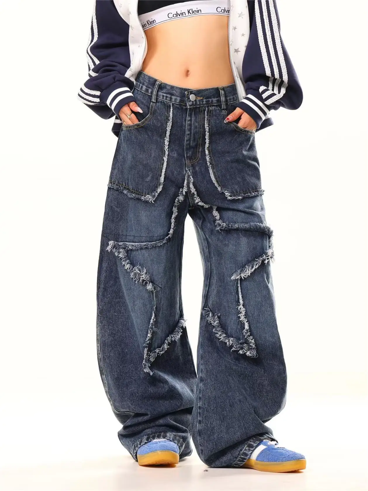 Loose Straight Leg Jeans Women's Autumn Winter New Style Star Tassel Frayed Hem Casual Long Trousers High Waist Cotton Denim
Loose Straight Leg Jeans Women's Autumn Winter New Style Star Tassel Frayed Hem Casual Long Trousers High Waist Cotton Denim