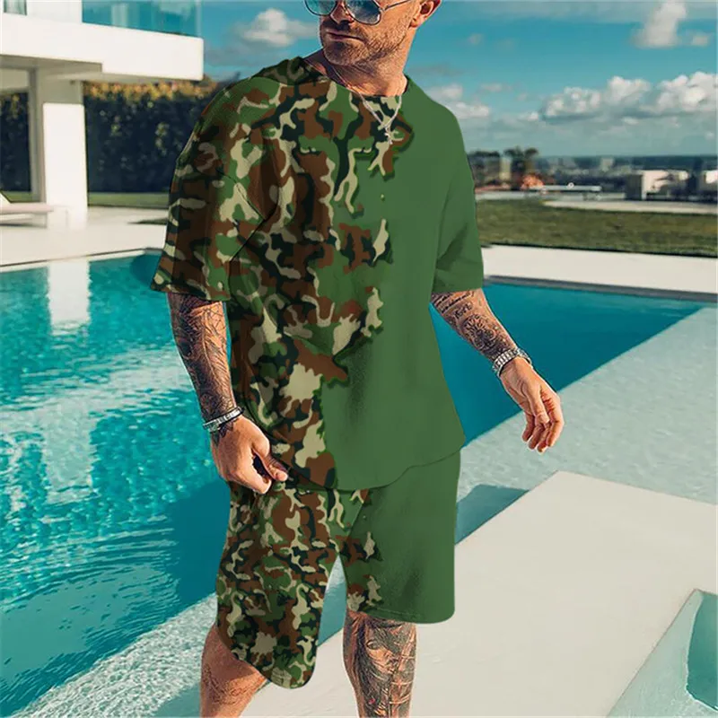 Men's T-shirt 2 piece Set 3D Printed Camouflage Army Green Suit Ashion Street Men's Sportswea Summer Short Sleeved Shorts Set
Men's T-shirt 2 piece Set 3D Printed Camouflage Army Green Suit Ashion Street Men's Sportswea Summer Short Sleeved Shorts Set