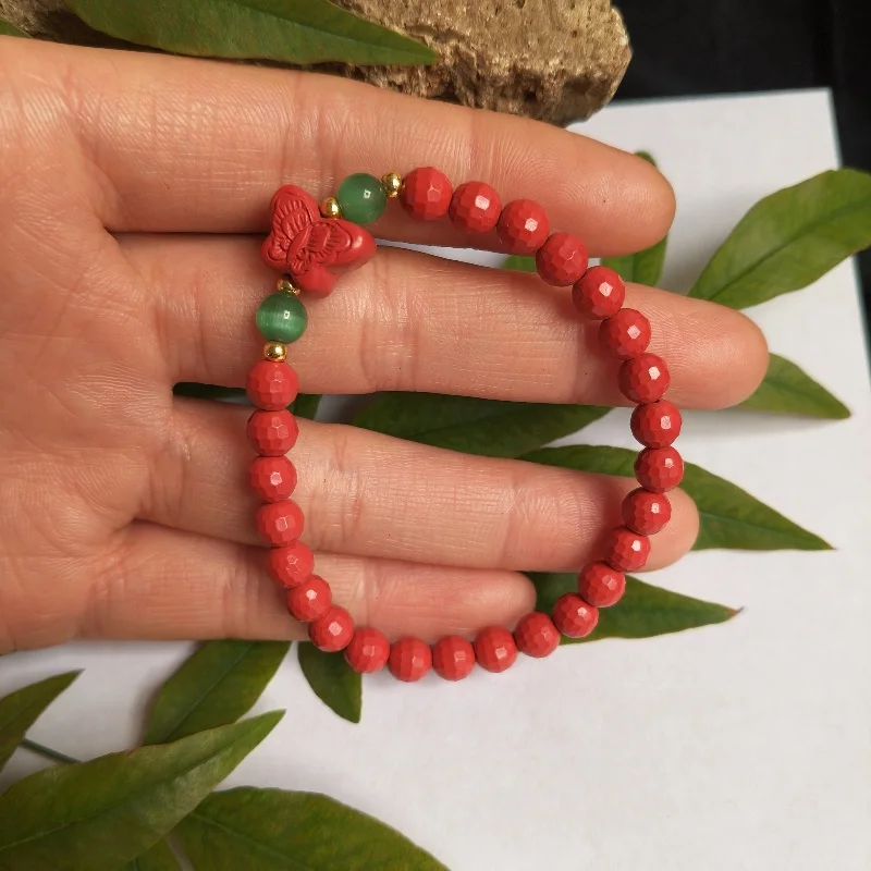 Butterfly Cinnabar 6mm Bead Bracelet Women's Exquisite Gift Bracelet Exquisite Jewelry Design
Butterfly Cinnabar 6mm Bead Bracelet Women's Exquisite Gift Bracelet Exquisite Jewelry Design