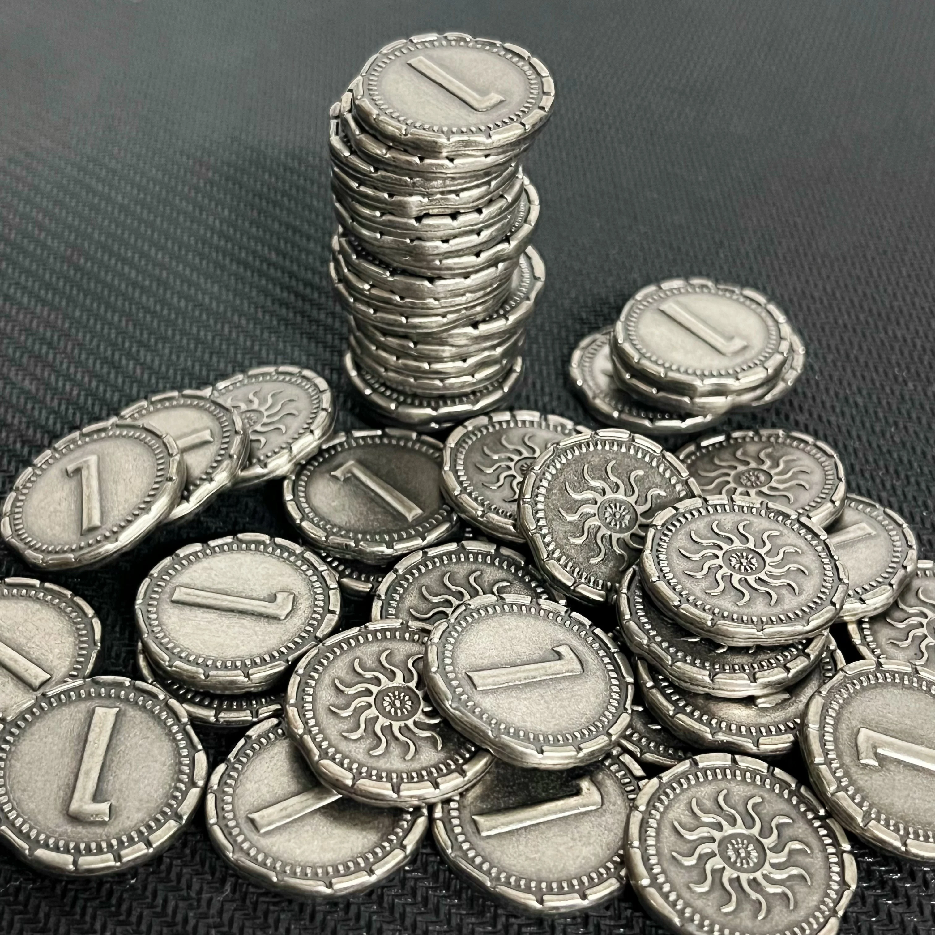 Board Game Accessory: 7 Wonders DIY Metal Coins, Velvet Pouch, 10/31/87PCS, Gift for Festival, Game Tokens.
Board Game Accessory: 7 Wonders DIY Metal Coins, Velvet Pouch, 10/31/87PCS, Gift for Festival, Game Tokens.