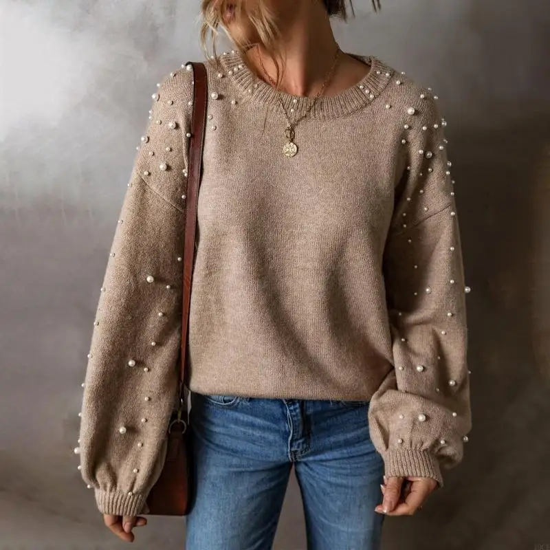 Pearl Sweater for Women Sleeve Drop Shoulder Crewneck Sweatshirt Knit Pullover Sweaters with Pearls
Pearl Sweater for Women Sleeve Drop Shoulder Crewneck Sweatshirt Knit Pullover Sweaters with Pearls