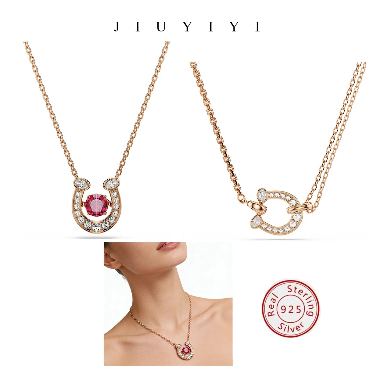 2025 New Horseshoe Shaped Pendant Necklace with Rose Gold Plating and Red Zircon Collarbone Chain for Women's Fashion Jewelry
2025 New Horseshoe Shaped Pendant Necklace with Rose Gold Plating and Red Zircon Collarbone Chain for Women's Fashion Jewelry