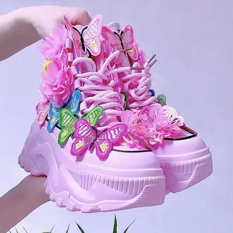 Women's 3D Butterfly Flower Decor High Top Chunky Platform Dad Shoes Lace Up Height Boost Cute Casual Footwear Drop Shipping
Women's 3D Butterfly Flower Decor High Top Chunky Platform Dad Shoes Lace Up Height Boost Cute Casual Footwear Drop Shipping