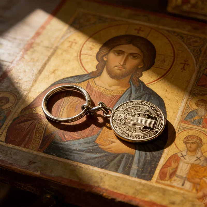 Stainless Steel Double Sided St Benedict Medal Keychain Catholic Orthodox Religious Protection Amulet for Car Key Ring Christian
Stainless Steel Double Sided St Benedict Medal Keychain Catholic Orthodox Religious Protection Amulet for Car Key Ring Christian