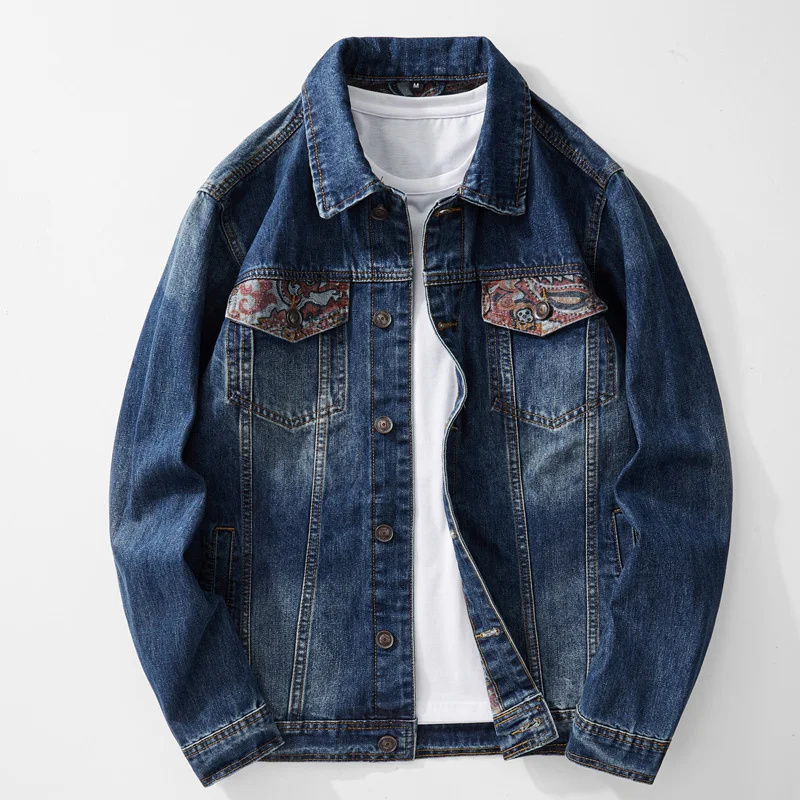Autumn new high street men's Korean washed blue trendy versatile printed fabric denim jacket streetwear jackets for men
Autumn new high street men's Korean washed blue trendy versatile printed fabric denim jacket streetwear jackets for men