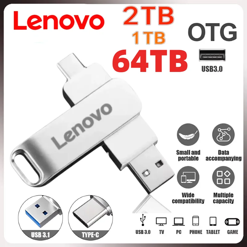 Lenovo 2TB USB 3.2 Флэш-накопитель Супервысокоскоростная передача Металлический мини-U-диск Pen Drive Тип C Память Водонепроницаемый диск SSD PenDrive
Lenovo 2TB USB 3.2 Флэш-накопитель Супервысокоскоростная передача Металлический мини-U-диск Pen Drive Тип C Память Водонепроницаемый диск SSD PenDrive