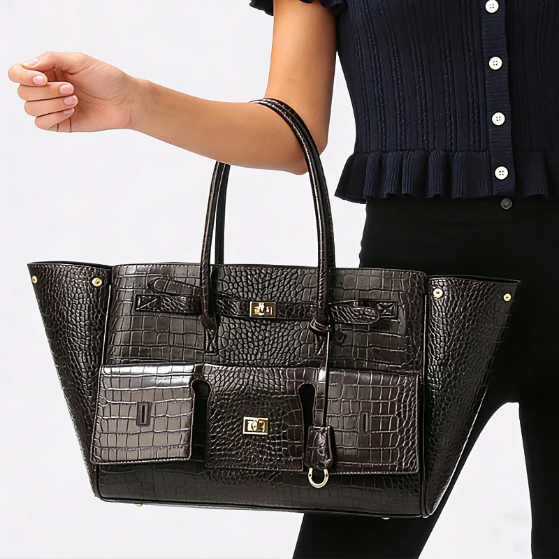 Women Crocodile Embossed Wing Tote Bag Luxury Large Capacity Multi Pocket Shoulder Bag Casual Commute Top Handle Handbag
Women Crocodile Embossed Wing Tote Bag Luxury Large Capacity Multi Pocket Shoulder Bag Casual Commute Top Handle Handbag