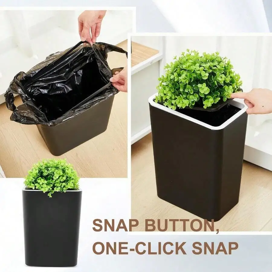 Plastic Trash Can With Snap Button Lid 4L Rectangular Waste Bin For Bathroom Bedroom Office
Plastic Trash Can With Snap Button Lid 4L Rectangular Waste Bin For Bathroom Bedroom Office