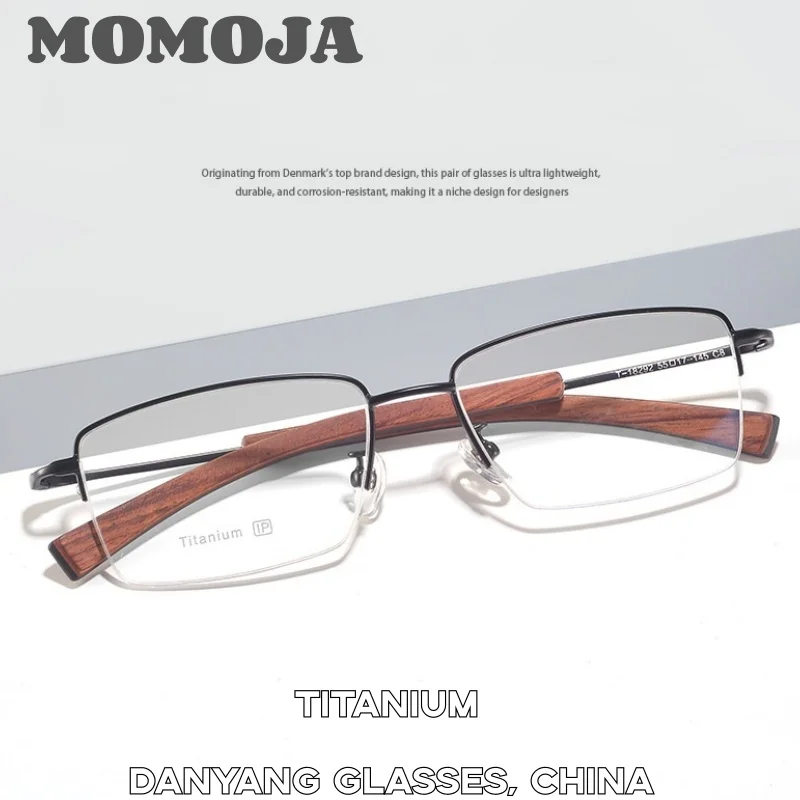 MOMOJA Men's Business Fashion Square Half Frame Glasses Frame Titanium Alloy Wooden Legs Optical Prescription Eyeglasses 18292
MOMOJA Men's Business Fashion Square Half Frame Glasses Frame Titanium Alloy Wooden Legs Optical Prescription Eyeglasses 18292