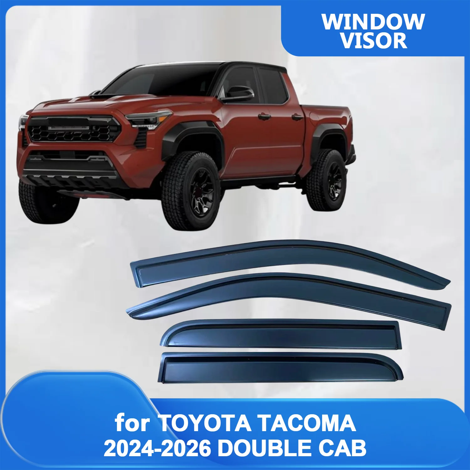 Weathershield for TOYOTA TACOMA 2024 2025 2026 DOUBLE CAB Sun Rain Deflector Guard Car Side Window Deflector Out-Channel Tape On
Weathershield for TOYOTA TACOMA 2024 2025 2026 DOUBLE CAB Sun Rain Deflector Guard Car Side Window Deflector Out-Channel Tape On