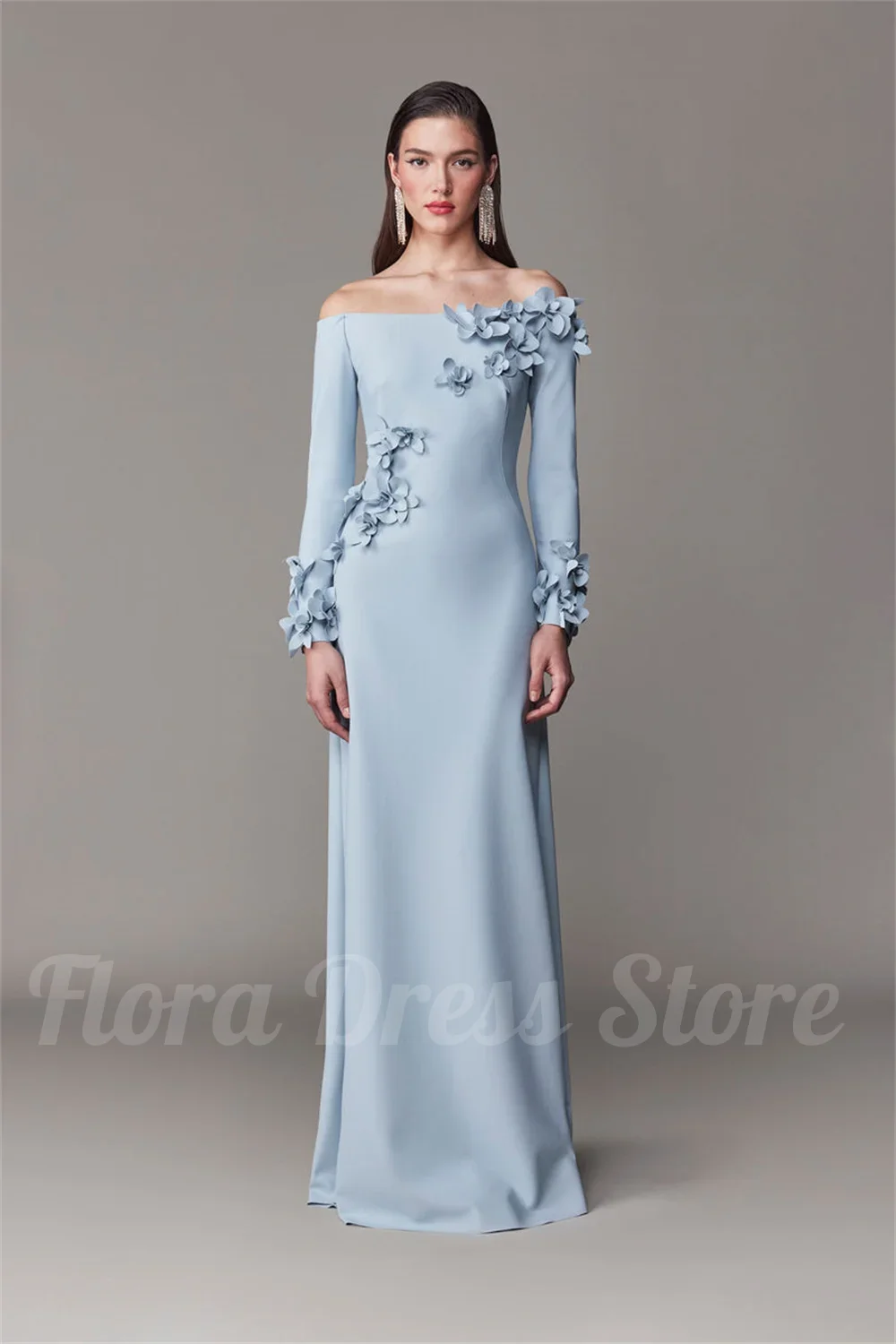 Flora Dress Customized Sky Blue 2025 Applique Boat Neck Prom Dresses Mermaid Formal Gown Dubai Arabic Long Sleeves Evening Gown
Flora Dress Customized Sky Blue 2025 Applique Boat Neck Prom Dresses Mermaid Formal Gown Dubai Arabic Long Sleeves Evening Gown