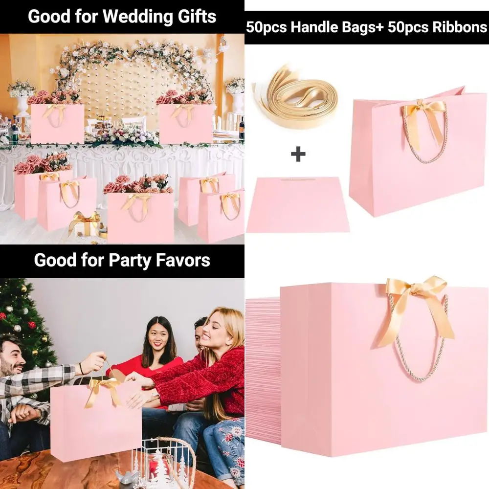 Pink 50 Pack 16x6x12 Large Thank You Gift Paper Bags with Bow Ribbon Handle for Weddings, Baby Showers, and Parties
Pink 50 Pack 16x6x12 Large Thank You Gift Paper Bags with Bow Ribbon Handle for Weddings, Baby Showers, and Parties