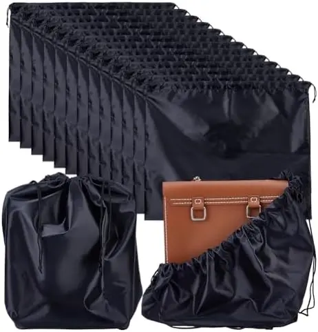 MAYJOYDIY 15 Pcs Black Satin Dust Bags 23.9" x 19.3" - Drawstring Storage Pouch for Handbags, Purses, Shoes
MAYJOYDIY 15 Pcs Black Satin Dust Bags 23.9" x 19.3" - Drawstring Storage Pouch for Handbags, Purses, Shoes