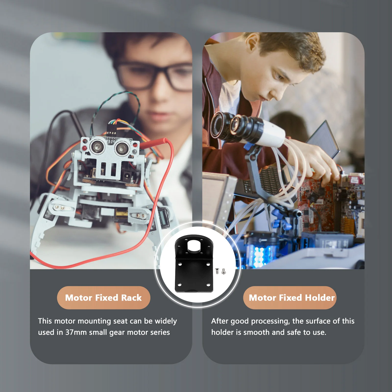 Комплект из 6 кронштейнов для мотор-редукторов постоянного тока, 37 мм, универсальные, антикоррозийные, металлические, для роботов и автомобилей, с винтами M3x6 мм, точная резка, L-образные
Комплект из 6 кронштейнов для мотор-редукторов постоянного тока, 37 мм, универсальные, антикоррозийные, металлические, для роботов и автомобилей, с винтами M3x6 мм, точная резка, L-образные