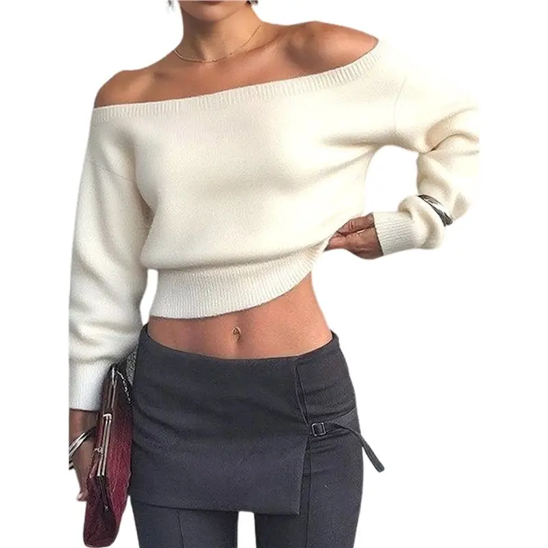 NEW-Women's Solid Off-Shoulder Long Sleeve Cropped Knit Sweater
NEW-Women's Solid Off-Shoulder Long Sleeve Cropped Knit Sweater