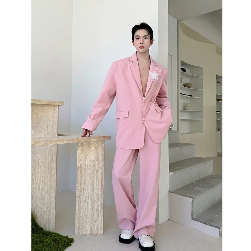Loose Fit Pink Suit Set Korean Sle Youthful Trendy Men's Wide Leg Pants Two Piece Suit Casual Spring Autumn Wear
Loose Fit Pink Suit Set Korean Sle Youthful Trendy Men's Wide Leg Pants Two Piece Suit Casual Spring Autumn Wear