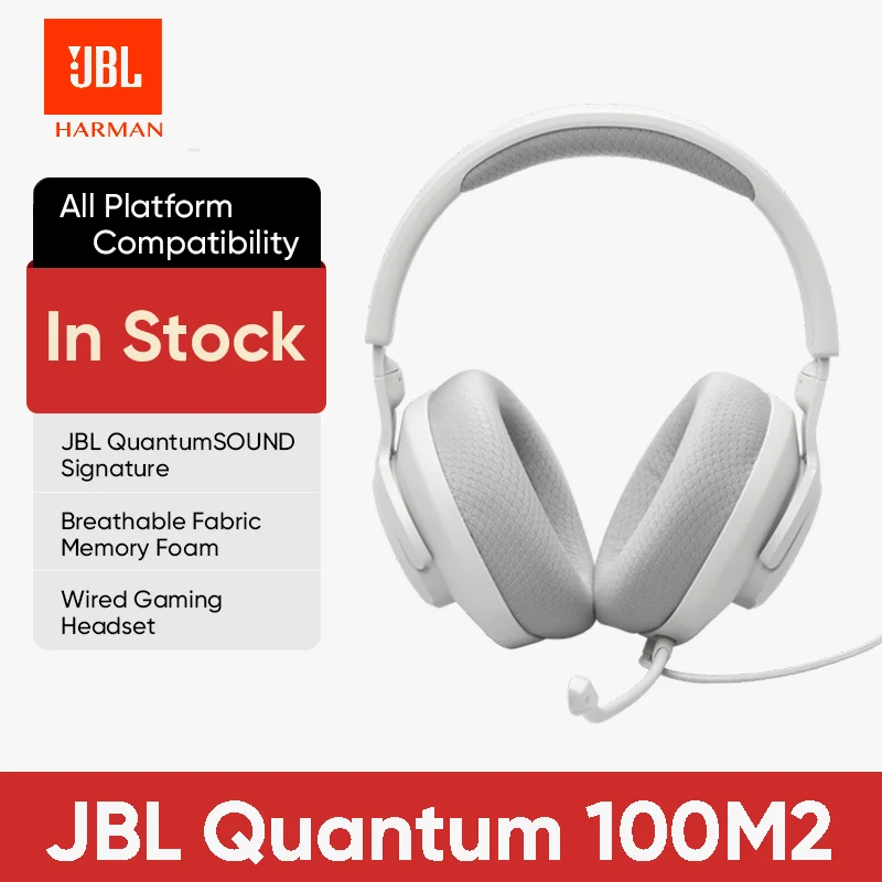 JBL Quantum 100M2 Wired Gaming Headset - Detachable Boom Mic Mute Fabric Memory Foam 220g Lightweight All Platforms 3.5mm
JBL Quantum 100M2 Wired Gaming Headset - Detachable Boom Mic Mute Fabric Memory Foam 220g Lightweight All Platforms 3.5mm
