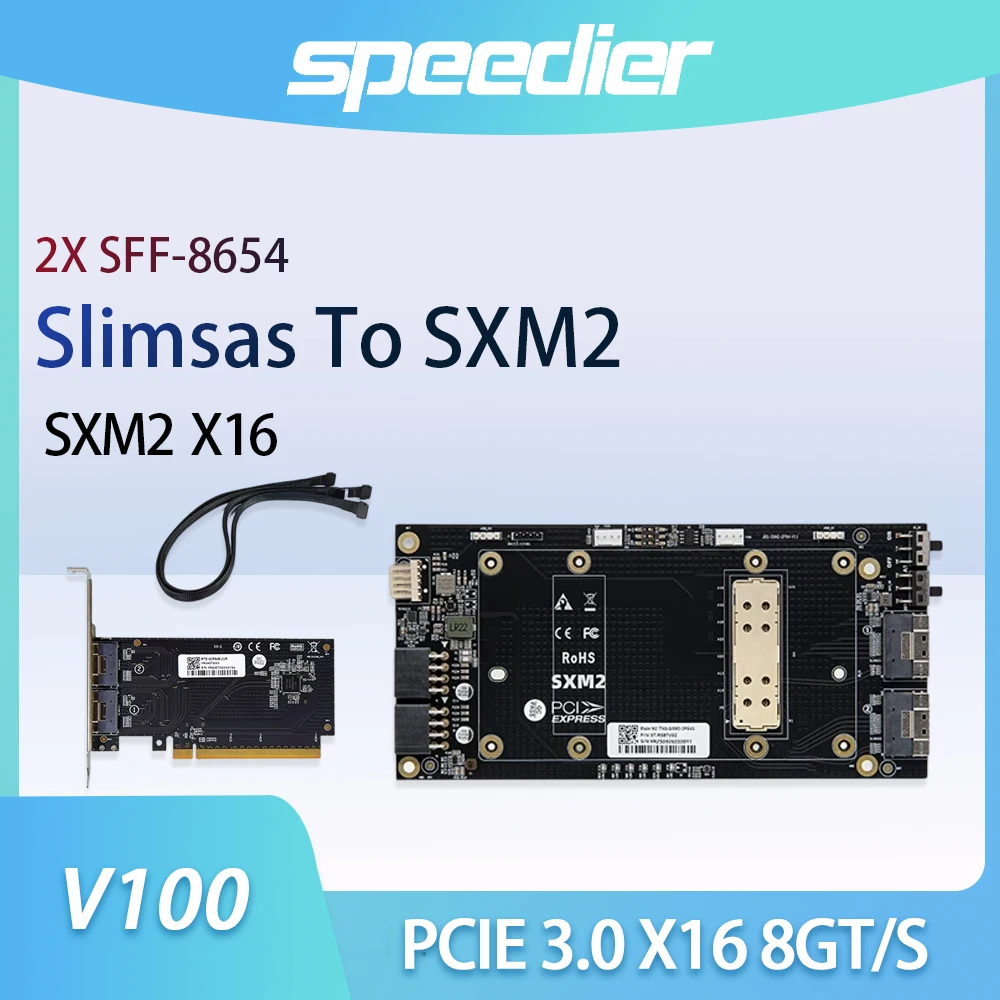 SlimSAS SFF-8654 To SXM2 Adapter Board for Nvidia V100 GPU PCIE 3.0 X16 8GT/S Support RGB External Expansion Card Cable eGPU