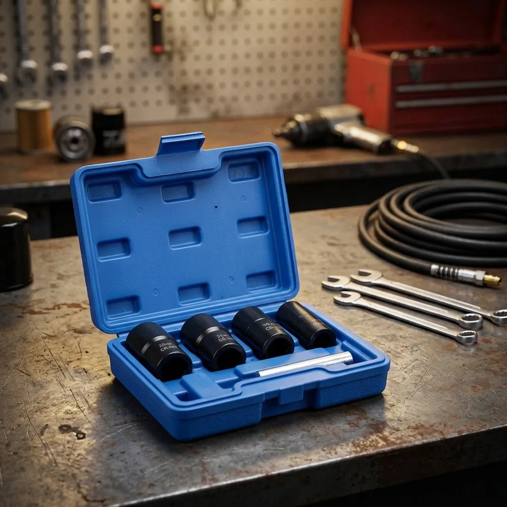 5pcs Lug Nut Extractor Set With 1/2-inch Drive For Stripped Lug Nut Remover Four Metric Sockets (17mm, 19mm, 21mm, 22mm)
5pcs Lug Nut Extractor Set With 1/2-inch Drive For Stripped Lug Nut Remover Four Metric Sockets (17mm, 19mm, 21mm, 22mm)
