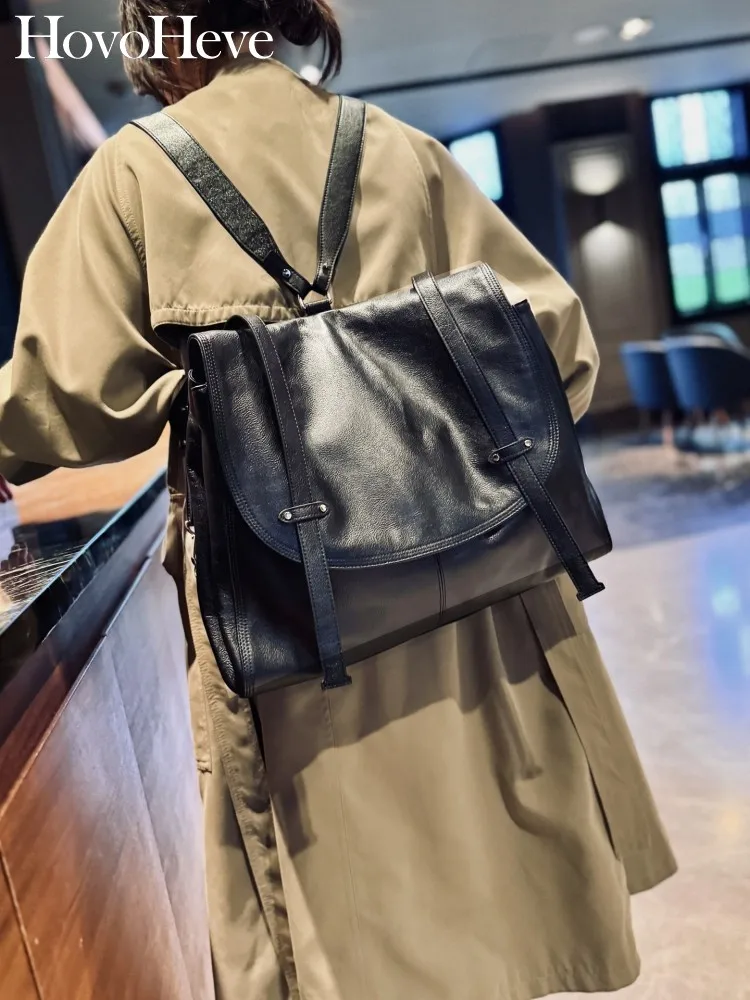 Casual Women Fashion Genuine Leather Black Backpack Unisex Harajuku Solid Color Flap School Bag Office Large Capacity Backpack
Casual Women Fashion Genuine Leather Black Backpack Unisex Harajuku Solid Color Flap School Bag Office Large Capacity Backpack