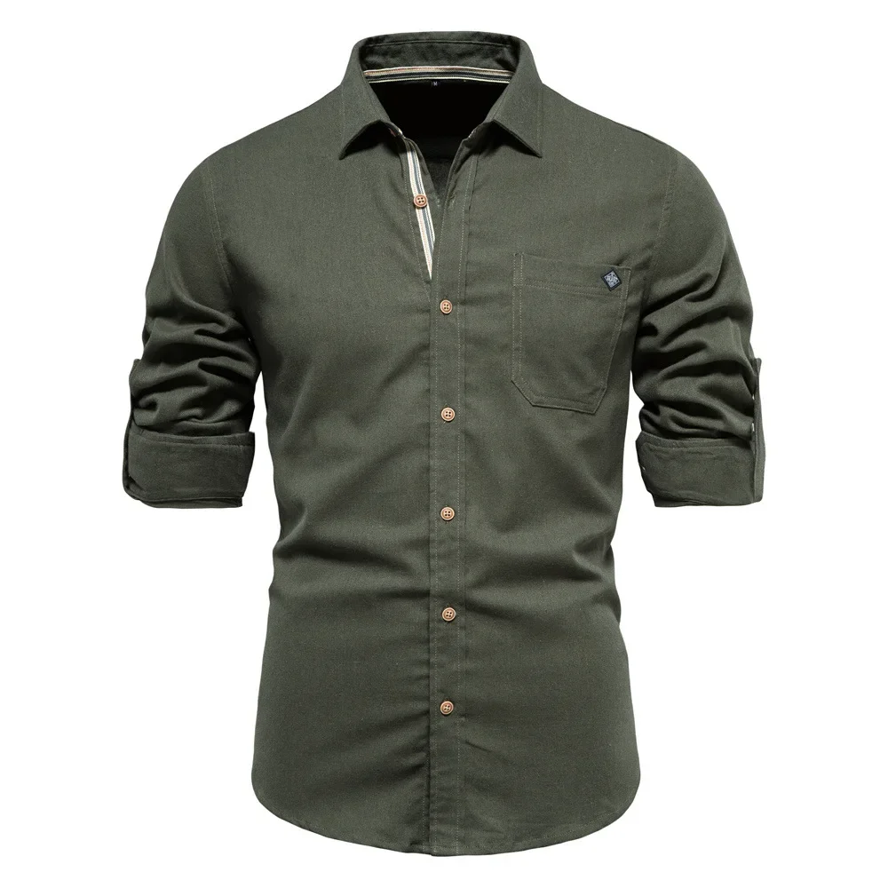 Spring Summer New Lapel Mens Cotton Shirt Fashion Leisure Mens Embroidered Solid Color Long Sleeve Shirt Menswear Tops
Spring Summer New Lapel Mens Cotton Shirt Fashion Leisure Mens Embroidered Solid Color Long Sleeve Shirt Menswear Tops