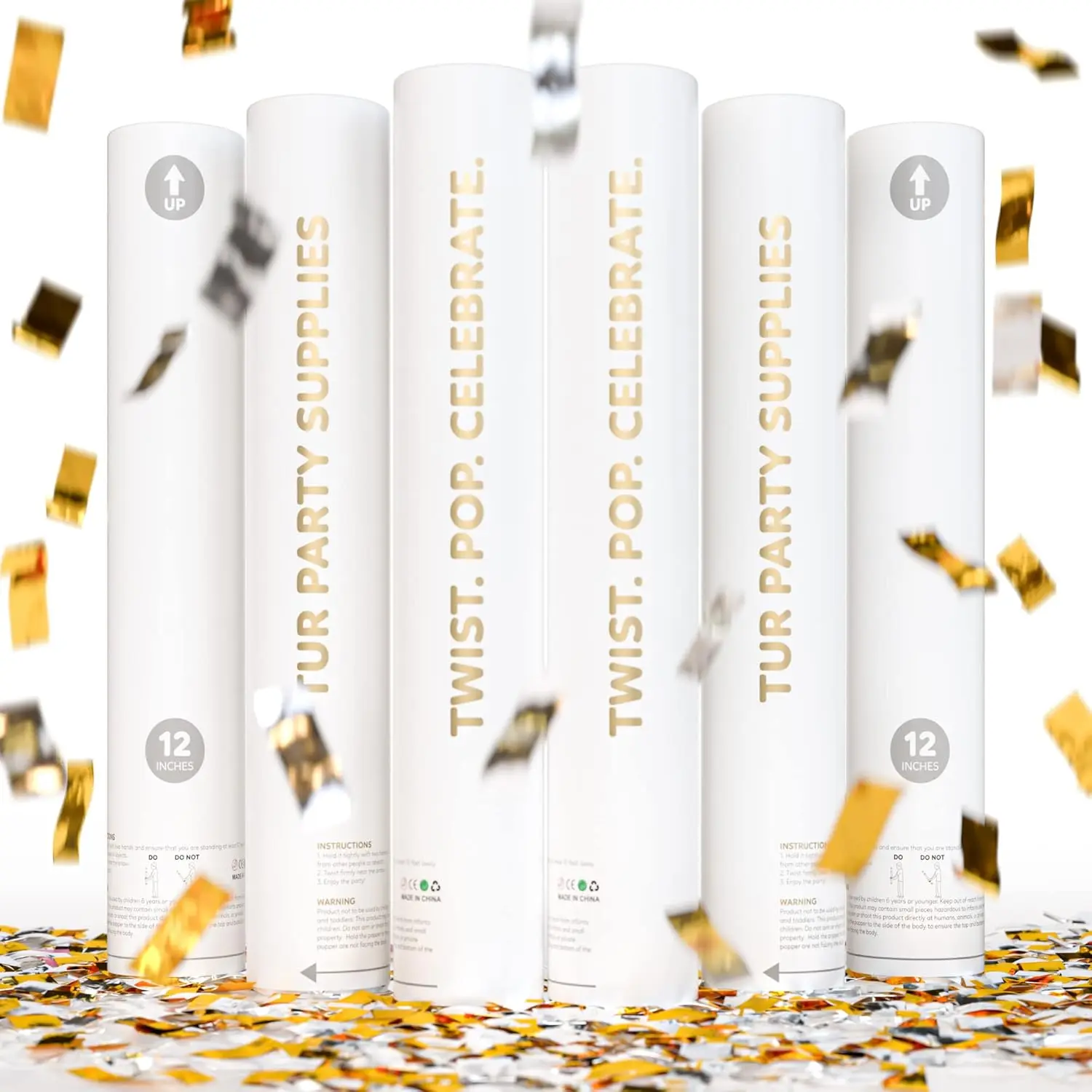 Gold & Silver Confetti Poppers 6 Pack, Party Cannon Launches 25ft for Wedding Birthday Graduation
Gold & Silver Confetti Poppers 6 Pack, Party Cannon Launches 25ft for Wedding Birthday Graduation