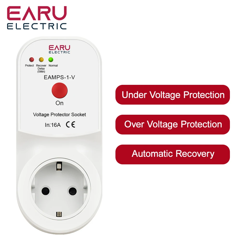 Automatic Voltage Protector Socket Switch 16A AC 230V 50/60Hz Power Surge Protection EU Socket Type Volt Safe For Home Appliance
Automatic Voltage Protector Socket Switch 16A AC 230V 50/60Hz Power Surge Protection EU Socket Type Volt Safe For Home Appliance