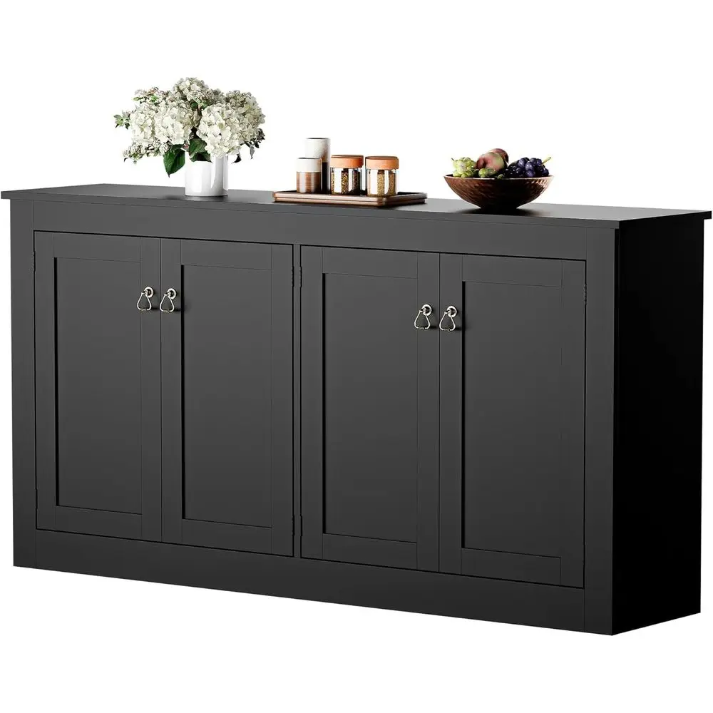Kitchen Storage Cabinet with Wood Top, Coffee Bar, Accent Cabinet for Living and Dining Rooms, Black, 57.5 Wide
Kitchen Storage Cabinet with Wood Top, Coffee Bar, Accent Cabinet for Living and Dining Rooms, Black, 57.5 Wide
