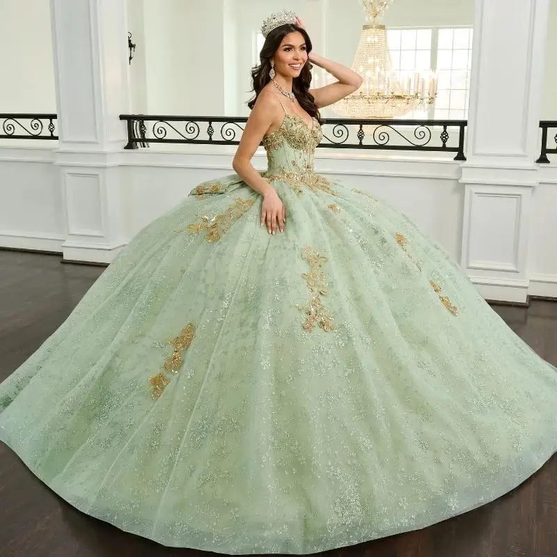 Customized Mint Green Quinceanera Dresses Ball Gown Spaghetti Strap Sequin Appliques Lace Beading Tull Birthday Party Sweet 16
Customized Mint Green Quinceanera Dresses Ball Gown Spaghetti Strap Sequin Appliques Lace Beading Tull Birthday Party Sweet 16