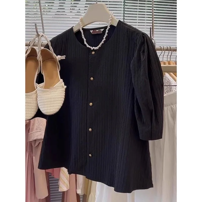 plus Size Women's Bubble Sve irt ort Sve Loose Fit Button up Korean Sle Casual Wear Summer Faion Big Code Clothes
plus Size Women's Bubble Sve irt ort Sve Loose Fit Button up Korean Sle Casual Wear Summer Faion Big Code Clothes