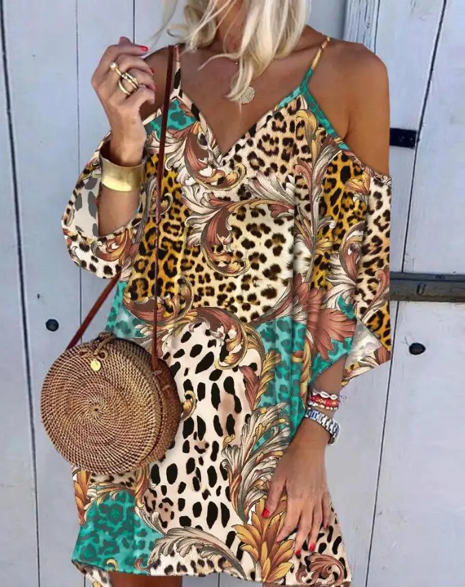 Casual Leopard Print Cold Shoulder Mini Dress Straight 2023 Summer Daily Fashion Vacation Women's Dresses
Casual Leopard Print Cold Shoulder Mini Dress Straight 2023 Summer Daily Fashion Vacation Women's Dresses