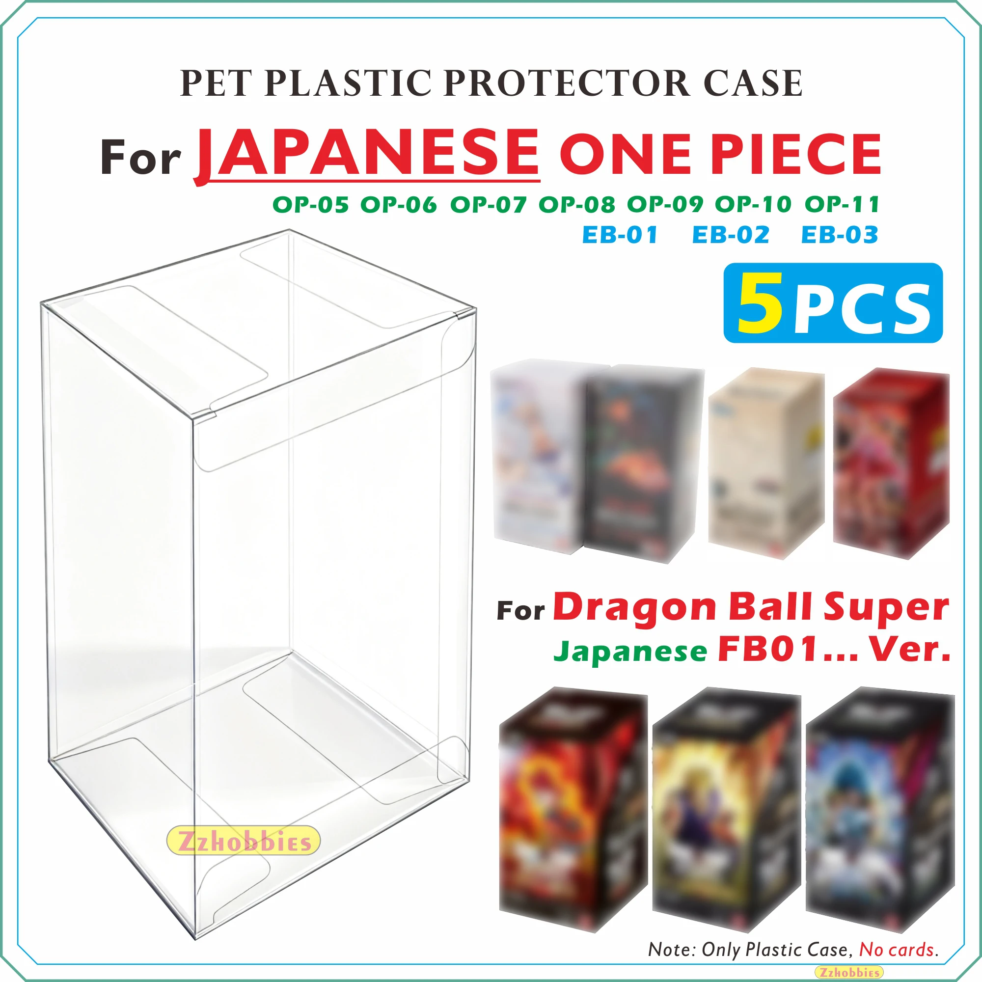 5 PCS Clear Plastic Protector Case For Japanese One Piece(OP-05/06/07/08... & EB-01/02/03...)