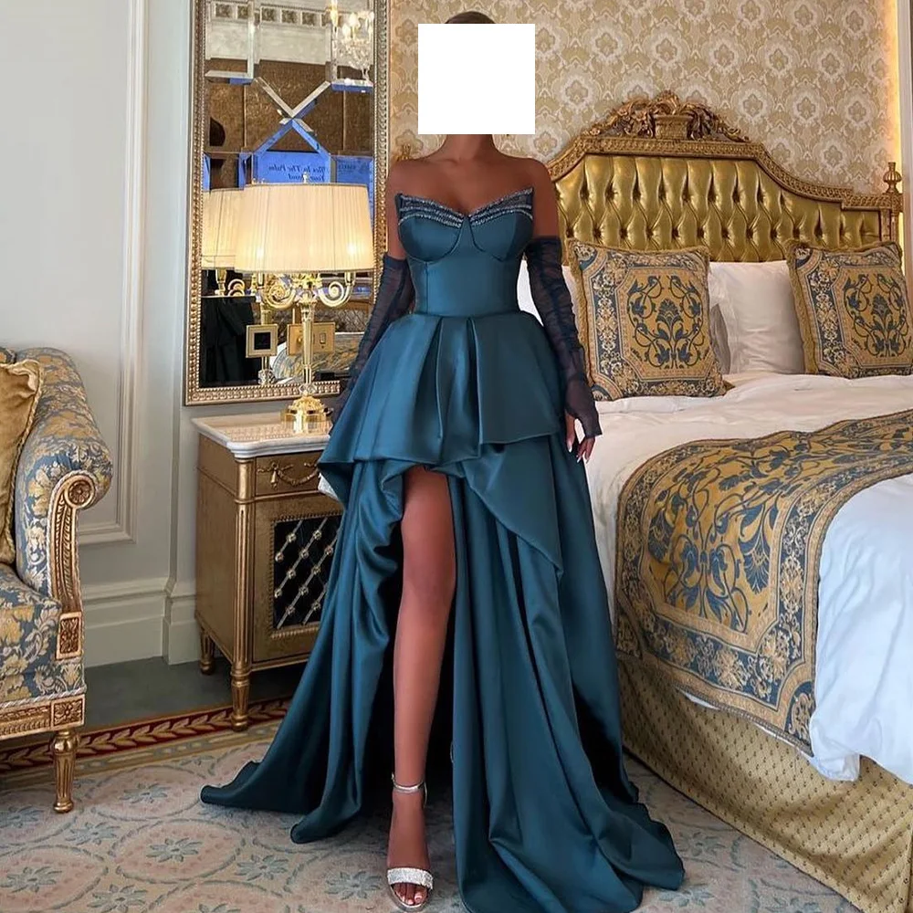 Customized Fashion Satin A-Line Detachable Sleeve Evening Dress Temperament Floor Length Side Slit Side Slit Custom Size
Customized Fashion Satin A-Line Detachable Sleeve Evening Dress Temperament Floor Length Side Slit Side Slit Custom Size
