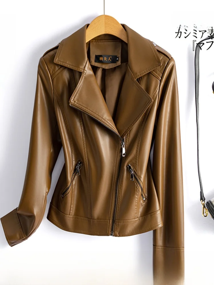 Женская кожаная куртка из овчины, повседневная, приталенная, в корейском стиле, весна-осень, новинка, из натуральной кожи
Женская кожаная куртка из овчины, повседневная, приталенная, в корейском стиле, весна-осень, новинка, из натуральной кожи