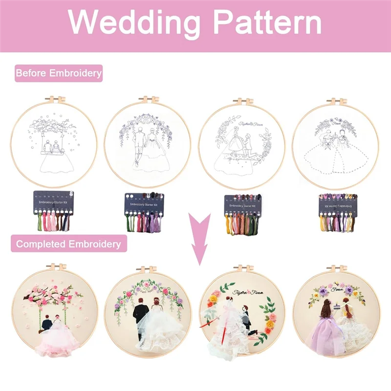 AA19 4Pack Embroidery Kits For Adults DIY Embroidery Kits For Beginners Hand Embroidery Kit With Patterns(Wedding) Easy To Use
AA19 4Pack Embroidery Kits For Adults DIY Embroidery Kits For Beginners Hand Embroidery Kit With Patterns(Wedding) Easy To Use