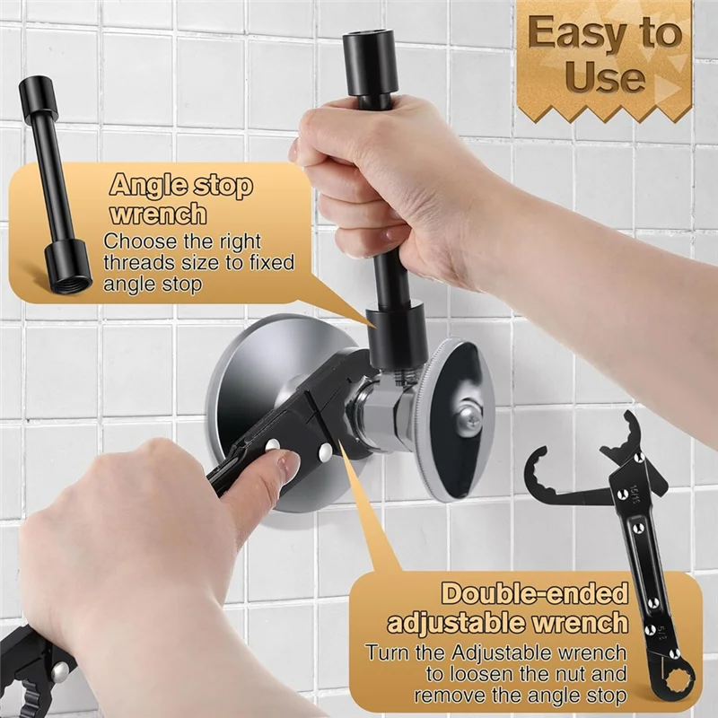 AB46-3-In-1 Plumbing Tool Angle Stop Wrench Set With Compression Socket Puller Tool, Water Pipe Wrench For Installing Angle
AB46-3-In-1 Plumbing Tool Angle Stop Wrench Set With Compression Socket Puller Tool, Water Pipe Wrench For Installing Angle
