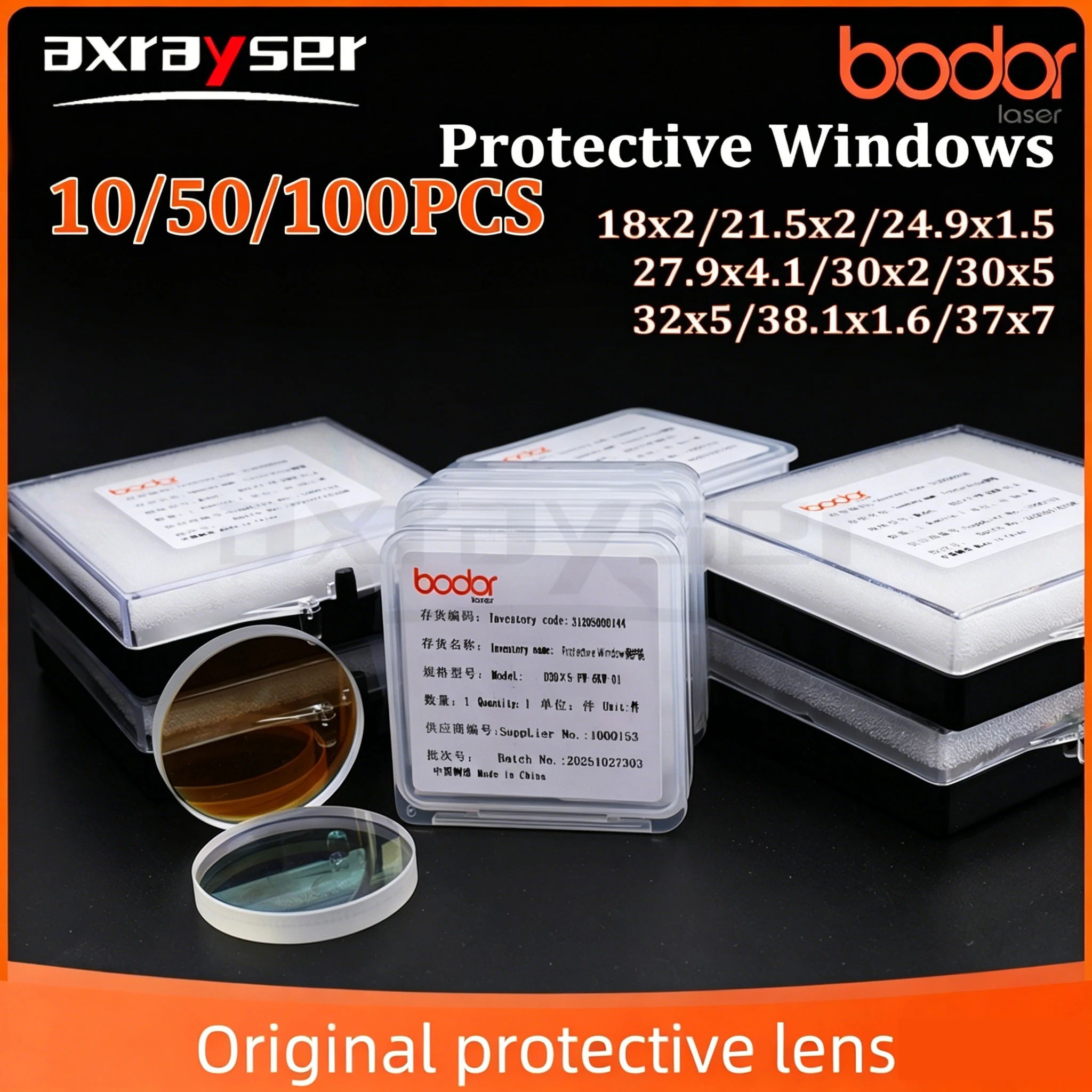 10/50/100Pcs Bodor Original Laser Protection Windows Optical 21.5x2 27.9x4.1 30x5 37x7 for Bodor Powerful Cutting Machine Head
10/50/100Pcs Bodor Original Laser Protection Windows Optical 21.5x2 27.9x4.1 30x5 37x7 for Bodor Powerful Cutting Machine Head