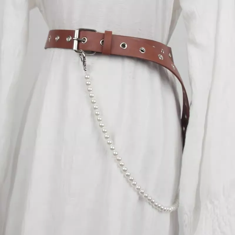 Women's Fashion PU Leather Pearl Chain Corset Female Cummerbund Coat Waistband Dress Decration Wide Belt J1343
Women's Fashion PU Leather Pearl Chain Corset Female Cummerbund Coat Waistband Dress Decration Wide Belt J1343