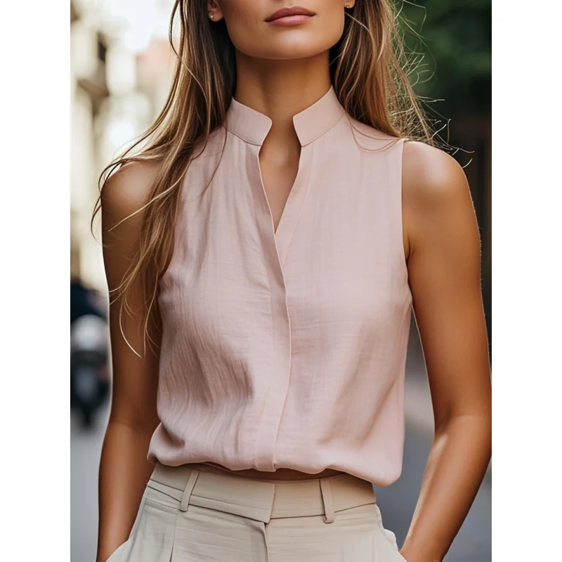 Chic And Stylish Sleeveless Top Women, Featuring a And Stand Collar, Summer Commutes
Chic And Stylish Sleeveless Top Women, Featuring a And Stand Collar, Summer Commutes