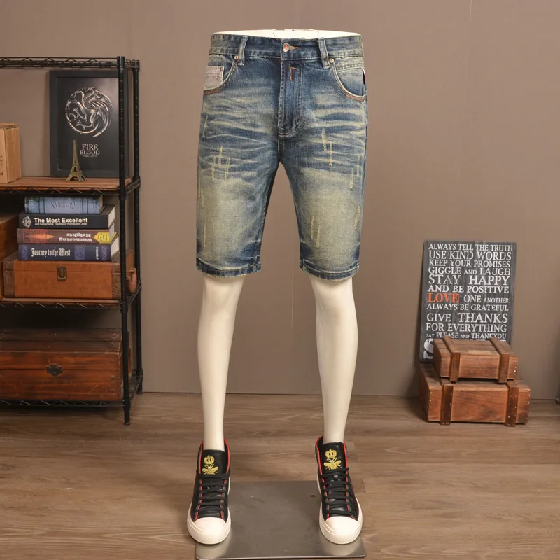 Summer retro nostalgic five quarter jeans men's fashionable high-end trendy brand stretch slim fit high-end washed casual shorts
Summer retro nostalgic five quarter jeans men's fashionable high-end trendy brand stretch slim fit high-end washed casual shorts