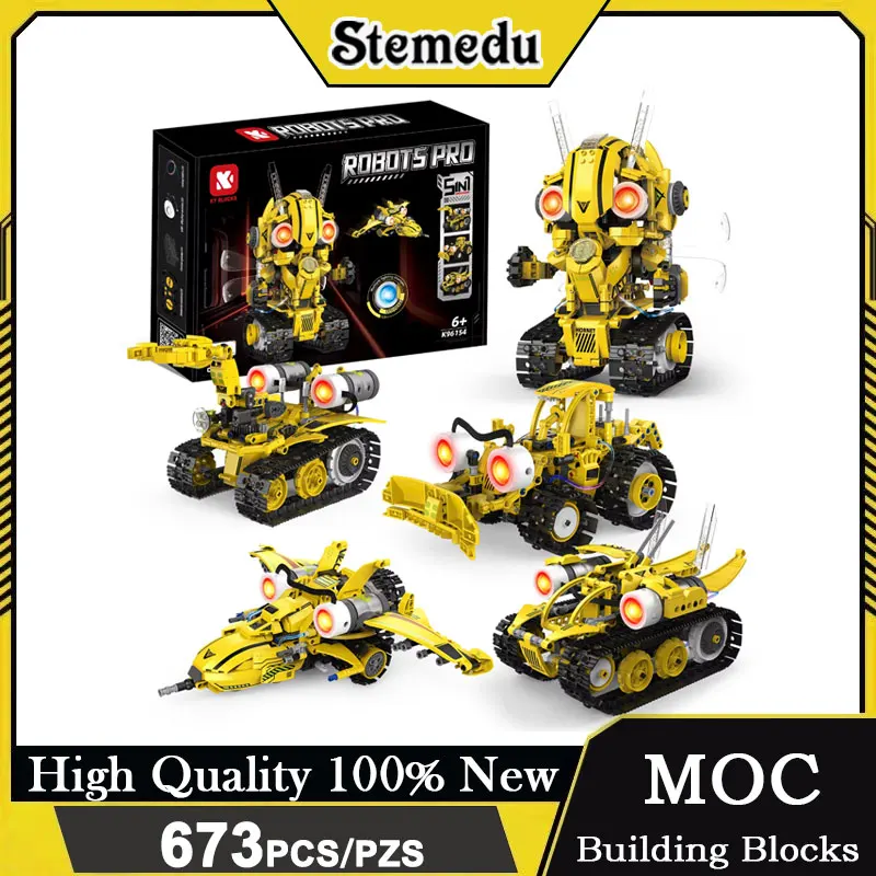 673 шт. 5-в-1 электрический 2,4G робот с дистанционным управлением STEM кодирование технические строительные блоки подробное программирование кирпичи игрушка подарочный набор
673 шт. 5-в-1 электрический 2,4G робот с дистанционным управлением STEM кодирование технические строительные блоки подробное программирование кирпичи игрушка подарочный набор