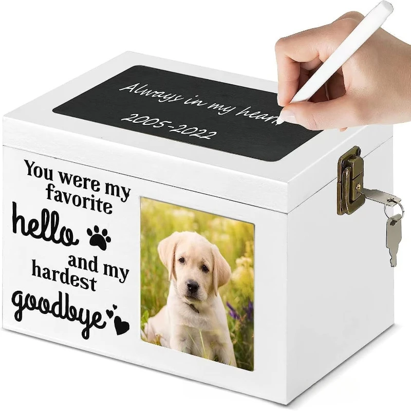 Wood Pet Memorial Urn DogCremation Urn with Photo Frame Key and Lock Personalized Pet Keepsake Memory Box for Dog or Cat Ashes
Wood Pet Memorial Urn DogCremation Urn with Photo Frame Key and Lock Personalized Pet Keepsake Memory Box for Dog or Cat Ashes