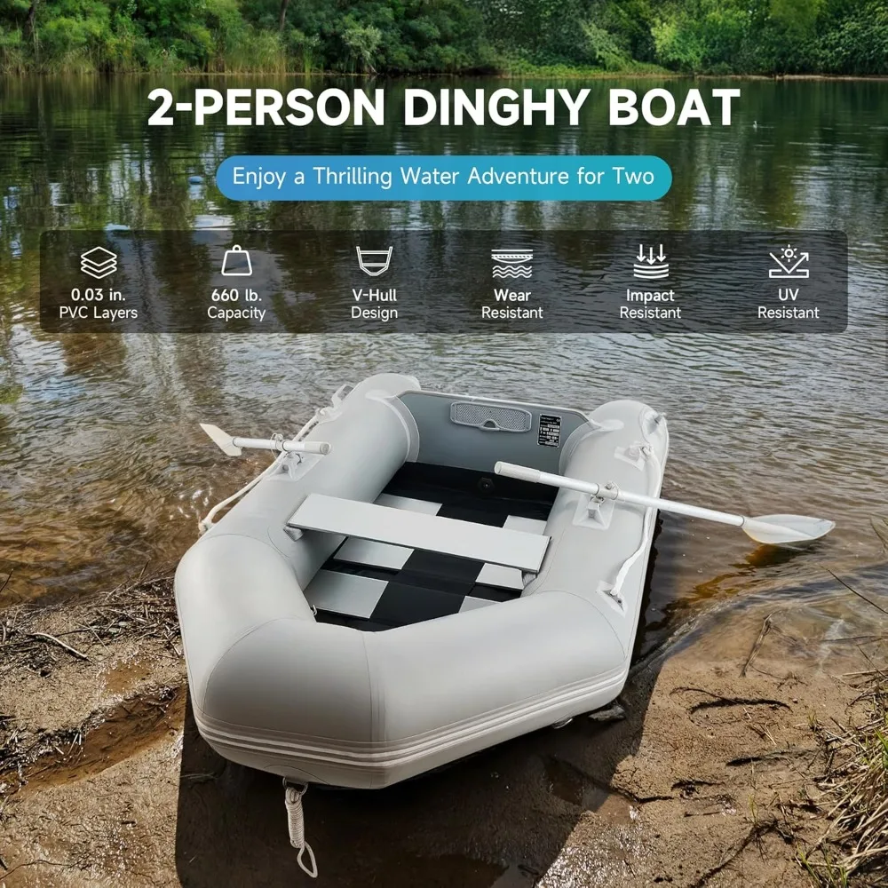 2-Person Inflatable Boat 7.5ft | 660lb Capacity, Heavy-Duty PVC with Aluminum Floor, Oars & Motor Mount
2-Person Inflatable Boat 7.5ft | 660lb Capacity, Heavy-Duty PVC with Aluminum Floor, Oars & Motor Mount