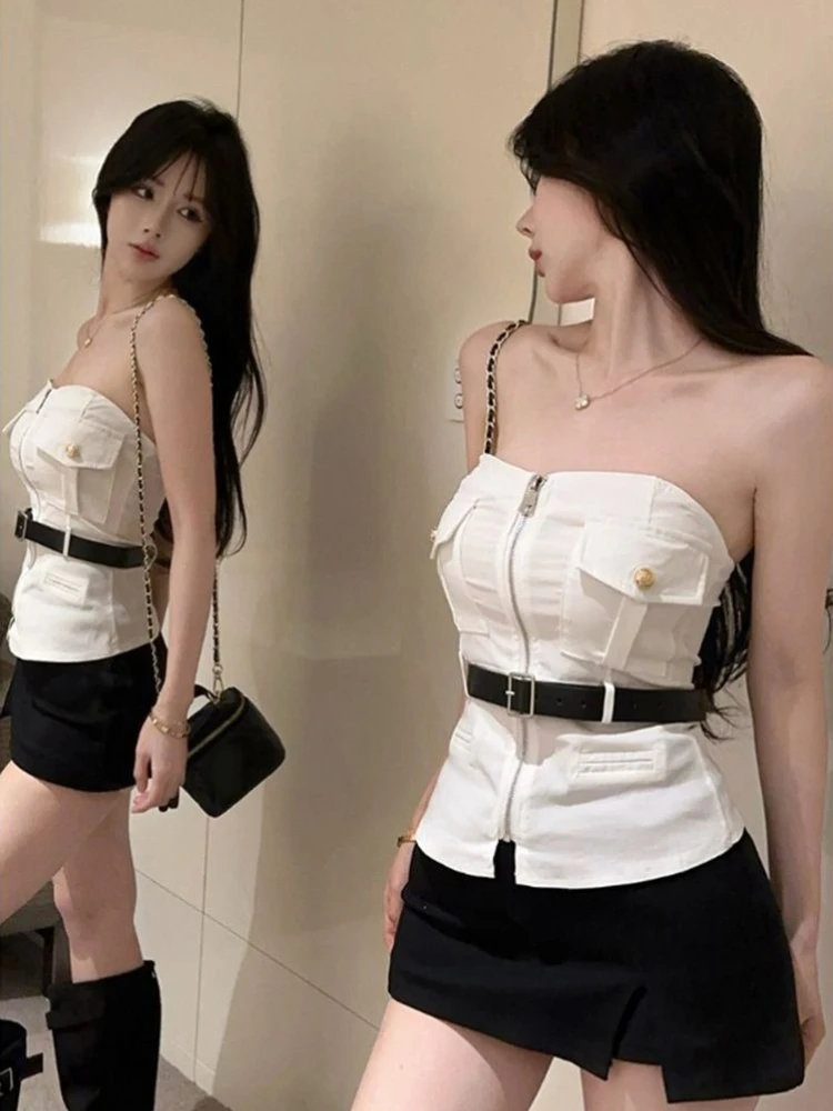 New Summer Women Sleeveless Zipper Tube Top Cropped Vest Slim Fit Sweet Cool Trendy Sexy Streetwear Party Club
New Summer Women Sleeveless Zipper Tube Top Cropped Vest Slim Fit Sweet Cool Trendy Sexy Streetwear Party Club