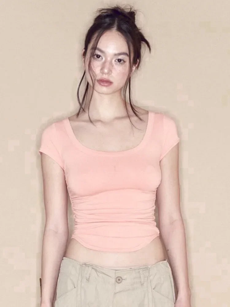 Summer Fashion New Solid Color Shirts For Women One-Piece Sexy Casual Short Women Clothing Slim Round Neck Short sleeve Y2k Top
Summer Fashion New Solid Color Shirts For Women One-Piece Sexy Casual Short Women Clothing Slim Round Neck Short sleeve Y2k Top