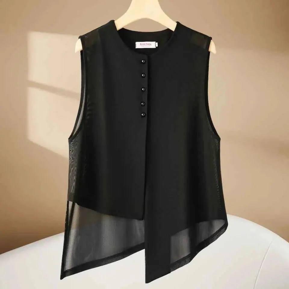 Fashionable Mesh Sleeveless Shirt Asymmetrical Design Breathable Sun Protection Women's Casual Shirt Summer 2026 New Arrival
Fashionable Mesh Sleeveless Shirt Asymmetrical Design Breathable Sun Protection Women's Casual Shirt Summer 2026 New Arrival