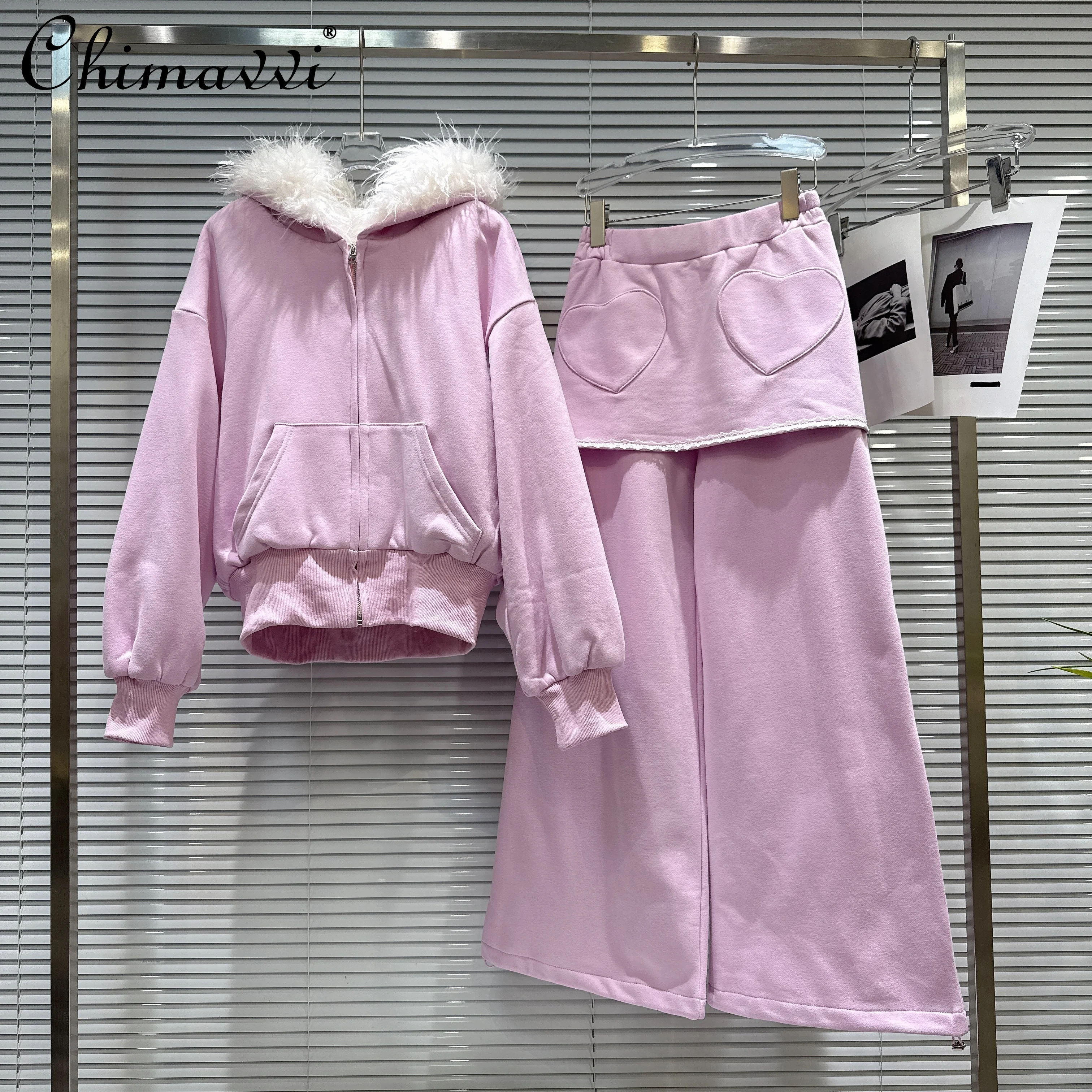 Korean Style Elegant Fashion Casual Thick Fleeced Hooded Sweatshirt High Waist Heart Long Pants Sets for Women Sports Outfits
Korean Style Elegant Fashion Casual Thick Fleeced Hooded Sweatshirt High Waist Heart Long Pants Sets for Women Sports Outfits